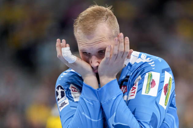 David Späth (Torwart, RNL, 29), Spieler der Rhein-Neckar-Löwen, Einzelbild, Einzelfoto, Aktion, Action, enttäuscht schauend, Enttäuschung, Frustration, disappointed, pessimistisch, 24.05.2026, Mannheim (Deutschland), Handball, Bundesliga, Rhein-Neckar Löwen - SC Magdeburg