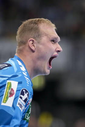 David Späth (Torwart, RNL, 29), Einzelbild, Einzelfoto, Aktion, Action, ist wütend, ruft, schreit, schreien, schreiend, gut gebrüllt, Löwe, 24.05.2026, Mannheim (Deutschland), Handball, Bundesliga, Rhein-Neckar Löwen - SC Magdeburg