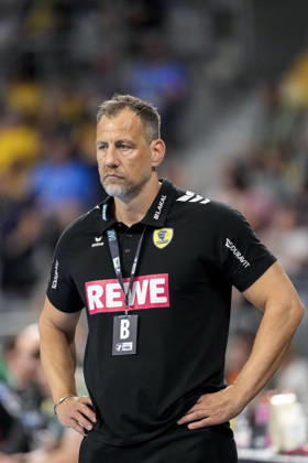 Maik Machulla (Trainer, Cheftrainer, RNL), Einzelbild, Einzelfoto, Aktion, Action, enttäuscht schauend, Enttäuschung, Frustration, disappointed, pessimistisch, 24.05.2026, Mannheim (Deutschland), Handball, Bundesliga, Rhein-Neckar Löwen - SC Magdeburg