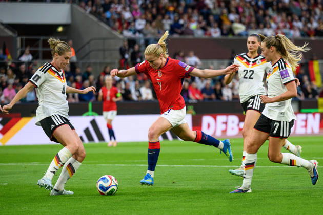 260605 Julie Blakstad of Norway during the FIFA Women s World Cup Qualifier football match between Germany and Norway on June 5, 2026 in Köln. Photo: Marius Simensen BILDBYRAN COP 238 MM0069 bbeng fotball soccer football fotboll FIFA World Cup, WM, Weltmeisterschaft, Fussball qualifiers vm-kvalifisering kvinner vm kvalik landskamp dam norge norway germany tyskland Copyright: MARIUSxSIMENSEN BB260605ZC015