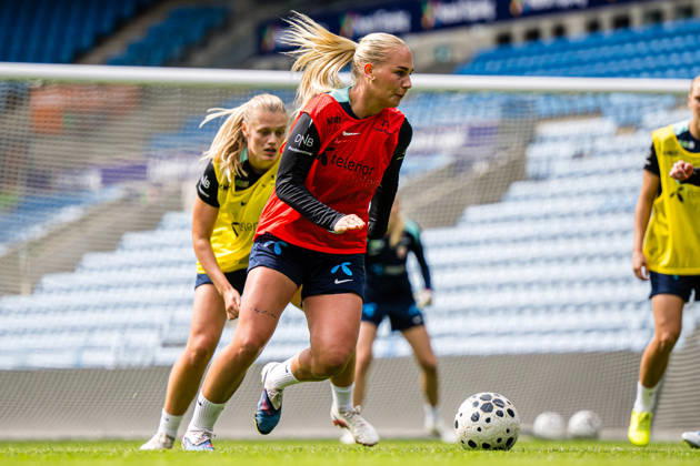 260608 Cathinka Tandberg of the Norwegian women™s national football team during a training session on June 8, 2026 in Oslo. Photo: Marius Simensen BILDBYRAN Cop 238 bbeng dam fifa women s world cup qualifier football fotball fotboll norge norway practice soccer training trening träning Copyright: MARIUSxSIMENSEN BB260608BB074