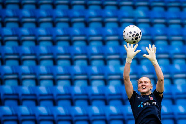 260608 Goalkeeper Sunniva Skoglund of the Norwegian women™s national football team during a training session on June 8, 2026 in Oslo. Photo: Marius Simensen BILDBYRAN Cop 238 bbeng dam fifa women s world cup qualifier football fotball fotboll norge norway practice soccer training trening träning Copyright: MARIUSxSIMENSEN BB260608BB081