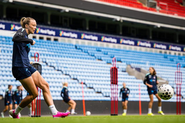 260608 Synne Jensen of the Norwegian women™s national football team during a training session on June 8, 2026 in Oslo. Photo: Marius Simensen BILDBYRAN Cop 238 bbeng dam fifa women s world cup qualifier football fotball fotboll norge norway practice soccer training trening träning Copyright: MARIUSxSIMENSEN BB260608BB085