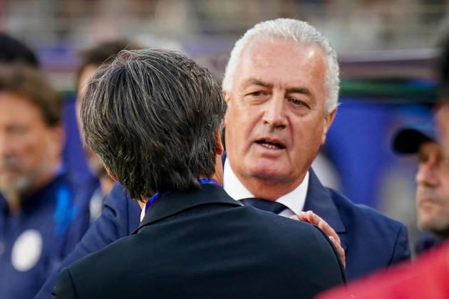 USA: Fußball FIFA World Cup, WM, Weltmeisterschaft, Fussball 2026 Gruppenphase Gruppe D Türkei vs Paraguay Levi™s Stadium (Santa Clara, San Francisco Bay Area, Santa Clara County, Kalifornien): Vincenzo MONTELLA (Turkey Trainer) Gustavo Alfaro (Trainer, Paraguay) Copyright: xJOERANxSTEINSIEKx