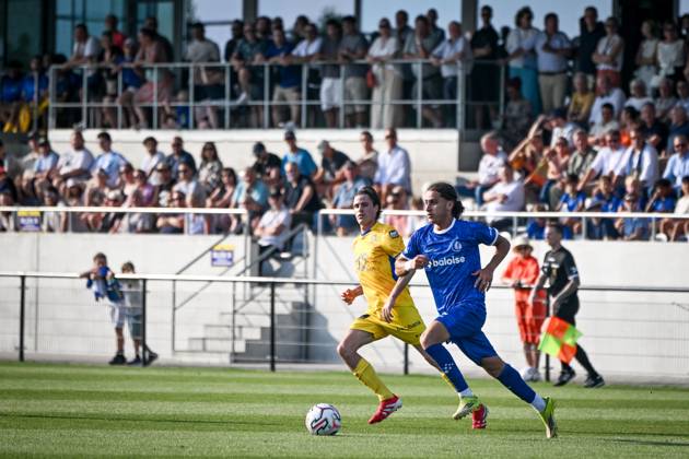 Gent s Mohammed El Adfaoui pictured in action during a friendly soccer game between first provincial division soccer team KFC Merelebeke and first division KAA Gent, on Saturday 27 June 2026 in Merelbeke, in preparation of the upcoming 2026-2027 Belgian first division soccer season. ELIASxROM x179581683x