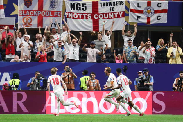 Harry Kane of England celebrates scoring a goal during the FIFA World Cup, WM, Weltmeisterschaft, Fussball 2026 last 32 match between England and Congo DR at the Mercedez-Benz Stadium, Atlanta, USA on 1 July 2026. Copyright: xPeterxDovganx 45220074