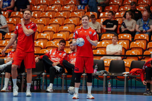 2. Handball-Bundesliga - 32. Spieltag: Dessau-Roßlauer HV 06 - SG BBM Bietigheim Till Hermann (SG BBM Bietigheim, 41) bei der Erwärmung am 22.05.2026 in Anhalt-Arena, Dessau-Roßlau (Sachsen-Anhalt) Dessau-Roßlau Anhalt-Arena Dessau Sachsen-Anhalt Deutschland