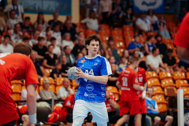 2. Handball-Bundesliga - 32. Spieltag: Dessau-Roßlauer HV 06 - SG BBM Bietigheim Leon-Sebastian Merten (Dessau-Roßlauer HV 06, 44) im Angriff am 22.05.2026 in Anhalt-Arena, Dessau-Roßlau (Sachsen-Anhalt) Dessau-Roßlau Anhalt-Arena Dessau Sachsen-Anhalt Deutschland