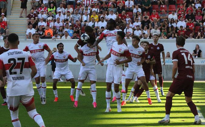 29.07.2026 xmgoodx Offenbach am Main, Plutos Stadion am Bieberer Berg - Jubiläumsspiel Kickers Offenbach (OFC) - VfB Stuttgart Dan-Axel Zagadou (VfB)