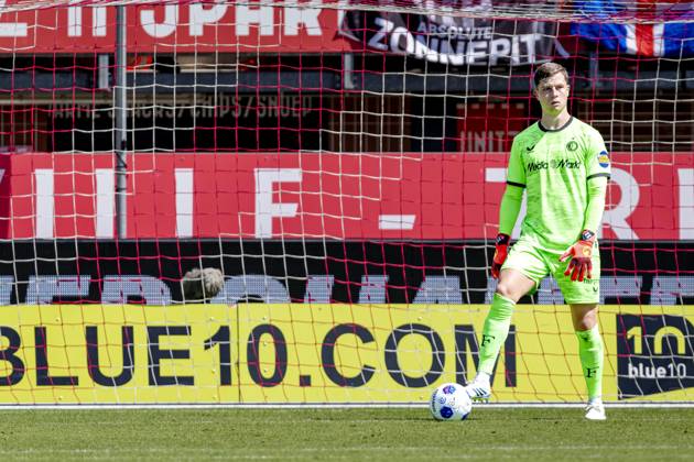 ROTTERDAM - SC Feyenoord Rotterdam goalkeeper Tjark Ernst during the Vriendenloterij Eredivisie match between Sparta and Feyenoord at Stadion Het Kasteel on August 9, 2026 in Rotterdam, the Netherlands. (Photo by DeFodi Images) -
