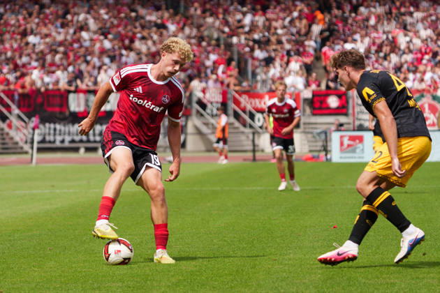 Piet Scobel (1. FC Nuernberg, 19), GER, 1. FC Nuernberg vs. Dynamo Dresden, Fussball, 2. Bundesliga, 1. Spieltag, Saison 2026 2027, 09.08.2026, DFL REGULATIONS PROHIBIT ANY USE OF PHOTOGRAPHS AS IMAGE SEQUENCES AND OR QUASI-VIDEO, GER, 1. FC Nuernberg vs. Dynamo Dresden, Fussball, 2. Bundesliga, 1. Spieltag, Saison 2026 2027, 09.08.2026, Nuernberg Copyright: xEibner-Pressefoto MaxxVogelx EP_MVL