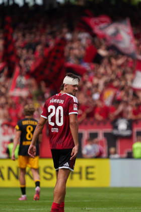 Fynn Otto (1. FC Nuernberg, 20), GER, 1. FC Nuernberg vs. Dynamo Dresden, Fussball, 2. Bundesliga, 1. Spieltag, Saison 2026 2027, 09.08.2026, DFL REGULATIONS PROHIBIT ANY USE OF PHOTOGRAPHS AS IMAGE SEQUENCES AND OR QUASI-VIDEO, GER, 1. FC Nuernberg vs. Dynamo Dresden, Fussball, 2. Bundesliga, 1. Spieltag, Saison 2026 2027, 09.08.2026, Nuernberg Copyright: xEibner-Pressefoto MaxxVogelx EP_MVL