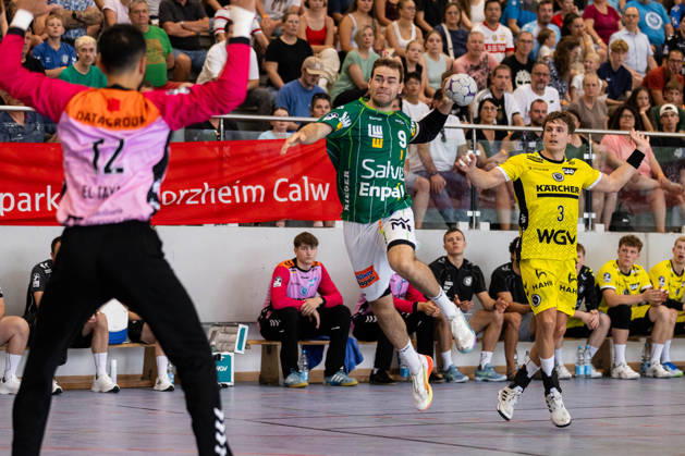 Max BENEKE (FRISCH AUF! Goeppingen, 09) erzielt ein Tor, Aktion, Torwurf GER, FRISCH AUF! Goeppingen vs. TVB Stuttgart, Handball, Vorbereitung, Turnier, S-Cup Altensteig, Finale, Spielzeit 2026 2027, 09.08.2026, GER, FRISCH AUF! Goeppingen vs. TVB Stuttgart, Handball, Vorbereitung, Turnier, S-Cup Altensteig, Finale, Spielzeit 2026 2027, 09.08.2026, Altensteig Copyright: xEibnerxPressefoto OliverxSchmidtx EP_OST