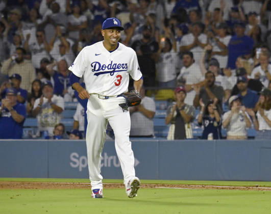 Los Angeles Dodgers closing pitcher Edwin Diaz reacts after securing his first save of August , closing out a 6-5 win over the Kansas City Royals after two blown saves in Arizona at Dodger Stadium in Los Angeles on Monday, August 10, 2026. LAP2026081001 JIMxRUYMEN