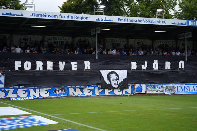 Deutschland: Fussball, 3. Liga, 2. Spieltag, Hänsch-Arena, SV Meppem vs. SG Sonnenhof-Großaspach: Choreo SV Meppen Copyright: xMichelxWittex