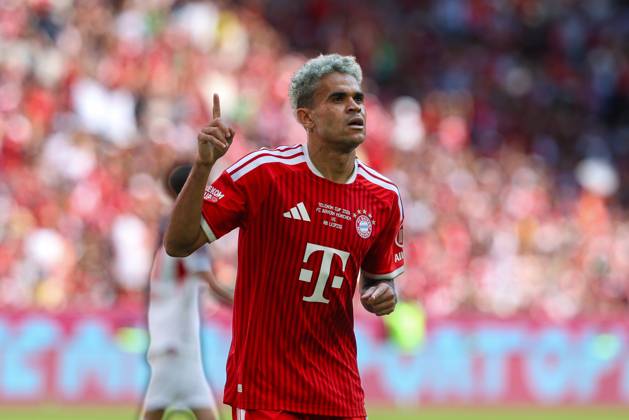 Torjubel von Luis Diaz 14 (FC Bayern Muenchen) zum 1:0, FC Bayern Muenchen vs. RB Leipzig, Fussball, Telekom Cup, 15.08.2026 Muenchen Bayern Deutschland