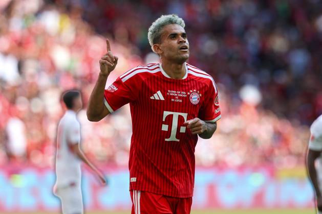 Torjubel von Luis Diaz 14 (FC Bayern Muenchen) zum 1:0, FC Bayern Muenchen vs. RB Leipzig, Fussball, Telekom Cup, 15.08.2026 Muenchen Bayern Deutschland
