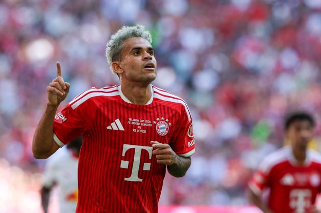 Torjubel von Luis Diaz 14 (FC Bayern Muenchen) zum 1:0, FC Bayern Muenchen vs. RB Leipzig, Fussball, Telekom Cup, 15.08.2026 Muenchen Bayern Deutschland