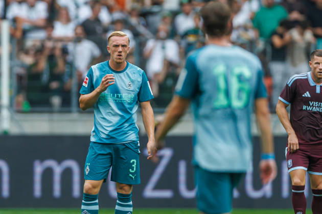 Isac Lidberg (Borussia Moenchengladbach) looks on during the pre-season friendly match between Borussia Moenchengladbach and Aston Villa at ista-Borussia-Park on August 15, 2026 in Moenchengladbach, Germany. (Photo by Mario Hommes DeFodi Images) -