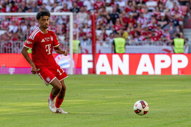 Nathaniel Brown (FC Bayern Muenchen, 11) GER, FC Bayern Muenchen vs. RB Leipzig, Fussball, Telekom-Cup, Testspiel, Spielzeit 2026 2027, 15.08.2026 (DFL DFB REGULATIONS PROHIBIT ANY USE OF PHOTOGRAPHS as IMAGE SEQUENCES and or QUASI-VIDEO). Foto: HMB Media Heike Feiner Copyright: HMBxMedia HeikexFeiner