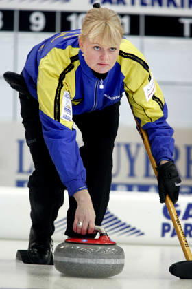 Curling, EM, Dam: Anette Norberg, Sverige. Garmisch-Partenkirchen Tyskland Copyright: xDanielxNilssonx