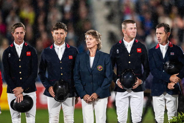 260821 Ben Maher, Adrian Whiteway, Harry Charles and Scott Brash of Great Britain after the team jumping final during day 11 of the 2026 FEI World Championships on August 21, 2026 in Aachen. Photo: Emma Wallskog BILDBYRAN kod EW EW0693 ridsport equestrian rid-vm 2026 2026 fei world championships bbeng ridsport-vm hoppning jumping lagfinal team final brons bronze Copyright: EMMAxWALLSKOG BB260821EW101