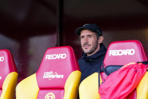 Julian Schuster (SC Freiburg, Trainer) , Schottland, Fussball, UEFA Conference League, Play-offs, Hinspiel, 2026 2027, Motherwell FC vs. SC Freiburg, 20.08.2026, Fir Park Stadium, Motherwell Motherwell Fir Park Stadium North Lanarkshire Schottland Copyright: xArnexAmbergx