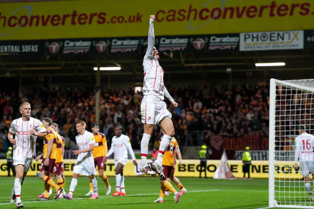 Keisuke Goto (SC Freiburg, 42) Torjubel, Emotionen, Torschuss, Abschluss, Torerfolg, Tor, Treffer , Schottland, Fussball, UEFA Conference League, Play-offs, Hinspiel, 2026 2027, Motherwell FC vs. SC Freiburg, 20.08.2026, Fir Park Stadium, Motherwell Motherwell Fir Park Stadium North Lanarkshire Schottland Copyright: xArnexAmbergx