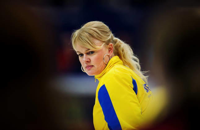 OS 2010, Curling, dam, final, Kanada - Sverige: Anette Norberg, Sverige. Vancouver Kanada Copyright: xJoelxMarklundx