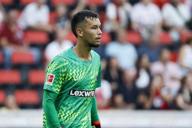 Mio Backhaus (SC Freiburg, 01) , Deutschland, Fussball, UEFA Conference League, Play-offs, 2026 2027, SC Freiburg vs. Motherwell FC, 27.08.2026, Freiburg im Breisgau Europa-Park Stadion Deutschland Copyright: xGrantxHubbsx