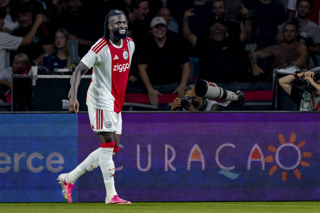 AMSTERDAM AFC Ajax Amsterdam forward Toluwalase Arokodare celebrates his goal during the UEFA Conference League at the Johan Cruijff ArenA on 27 August 2026 in Amsterdam, the Netherlands. (Photo by DeFodi Images) -