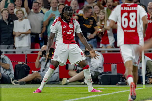 AMSTERDAM - AFC Ajax Amsterdam forward Toluwalase Arokodare celebrates his goal during the UEFA Conference League at the Johan Cruijff ArenA on 27 August 2026 in Amsterdam, the Netherlands. (Photo by DeFodi Images) -
