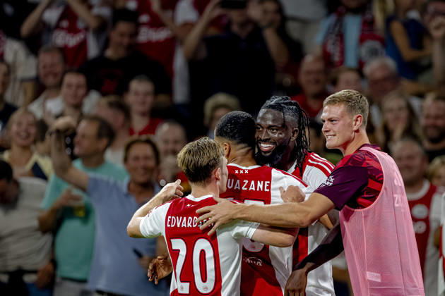 AMSTERDAM AFC Ajax Amsterdam forward Toluwalase Arokodare celebrates his goal during the UEFA Conference League at the Johan Cruijff ArenA on 27 August 2026 in Amsterdam, the Netherlands. (Photo by DeFodi Images) -