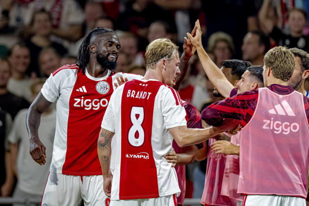 AMSTERDAM AFC Ajax Amsterdam forward Toluwalase Arokodare celebrates his goal during the UEFA Conference League at the Johan Cruijff ArenA on 27 August 2026 in Amsterdam, the Netherlands. (Photo by DeFodi Images) -