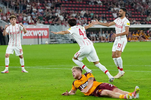 Keisuke Goto (SC Freiburg, 42) Torjubel, Emotionen, Torschuss, Abschluss, Torerfolg, Tor, Treffer , Deutschland, Fussball, UEFA Conference League, Play-offs, Rückspiel, 2026 2027, SC Freiburg vs. Motherwell FC, 27.08.2026, Europa-Park Stadion, Freiburg Freiburg Europa-Park Stadion Baden-Württemberg Deutschland Copyright: xArnexAmbergx