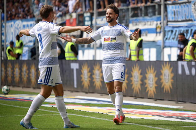 29.08.2026, GER, Fussball, Herren, 3. Liga, Saison 2026 2027, MSV Duisburg - FC Würzburger Kickers Lex-Tyger Lobinger (Duisburg) Torjubel, jubelt nach seinem Treffer zum 2:0 Duisburg schauinsland-reisen-Arena Nordrhein-Westfalen Deutschland Copyright: xAdrianxSchlüterx