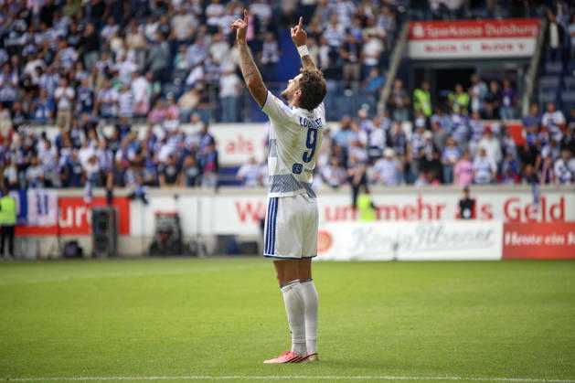 29.08.2026, GER, Fussball, Herren, 3. Liga, Saison 2026 2027, MSV Duisburg - FC Würzburger Kickers Lex-Tyger Lobinger (Duisburg) Torjubel, jubelt nach seinem Treffer zum 2:0 Duisburg schauinsland-reisen-Arena Nordrhein-Westfalen Deutschland Copyright: xAdrianxSchlüterx