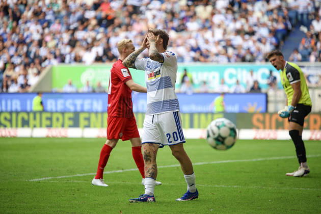 29.08.2026, GER, Fussball, Herren, 3. Liga, Saison 2026 2027, MSV Duisburg - FC Würzburger Kickers Niklas Jessen (Duisburg) ist enttäuscht Duisburg schauinsland-reisen-Arena Nordrhein-Westfalen Deutschland Copyright: xAdrianxSchlüterx