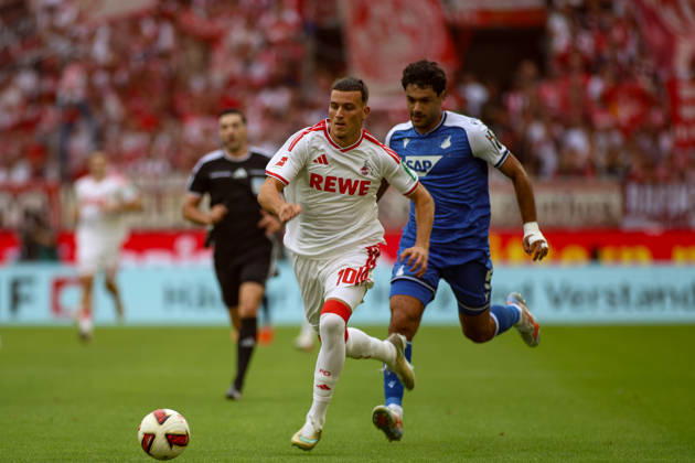 29.08.2026, GER, Fussball, Herren, Bundesliga , 1. Bundesliga, Saison 2026 2027, 1. FC Köln - TSG 1899 Hoffenheim Said El Mala (KOE) und Ozan Kabak (TSG) im Kampf um den Ball Copyright: xSvenxHanischx