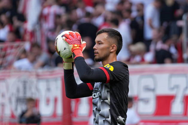Mio Backhaus (SC Freiburg, 01) am Ball , Deutschland, Fussball, 1. Bundesliga, 1.Spieltag, 2026 2027, SC Freiburg vs. SV Werder Bremen, 30.08.2026, Europa-Park Stadion, Freiburg Freiburg Europa-Park Stadion Baden-Württemberg Deutschland Copyright: xArnexAmbergx