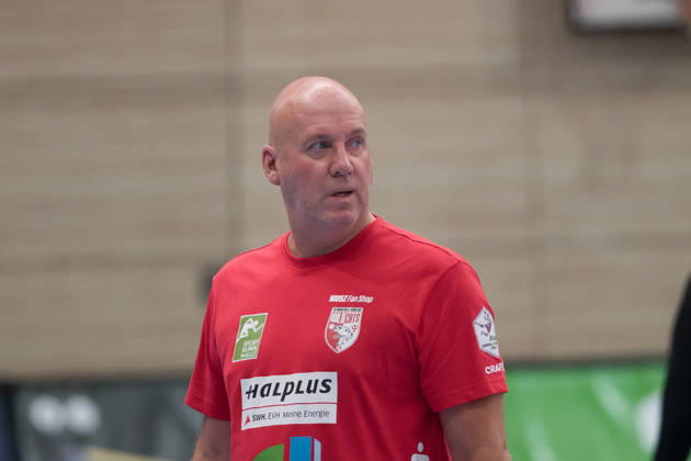 Trainer Pether Krautmeyer (Halle), SV Union Halle-Neustadt vs. TuS Metzingen, 1. Handball Bundesliga Frauen, Saison 2026 27, 30.08.2026 Halle SWH Arena Sachsen-Anhalt Deutschland