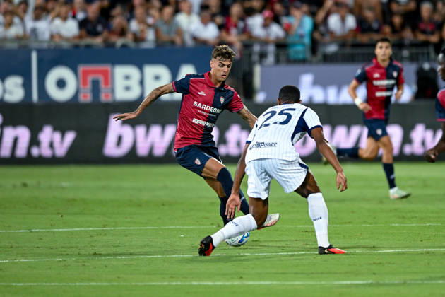Cagliari s Daniel Maldini in action during the Serie A soccer match between Cagliari Calcio and F.C. Internazionale at the Unipol Domus in Cagliari, Sardinia - Sunday 30th august 2026. - Soccer Copyright: xGianlucaxZuddas LaPressex
