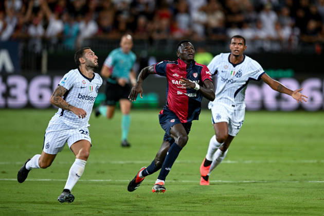 Cagliari s Paul Mendy in action during the Serie A soccer match between Cagliari Calcio and F.C. Internazionale at the Unipol Domus in Cagliari, Sardinia - Sunday 30th august 2026. - Soccer Copyright: xGianlucaxZuddas LaPressex
