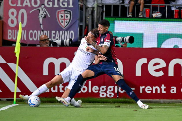 Cagliari s Alessandro Deiola in action during the Serie A soccer match between Cagliari Calcio and F.C. Internazionale at the Unipol Domus in Cagliari, Sardinia - Sunday 30th august 2026. - Soccer Copyright: xGianlucaxZuddas LaPressex