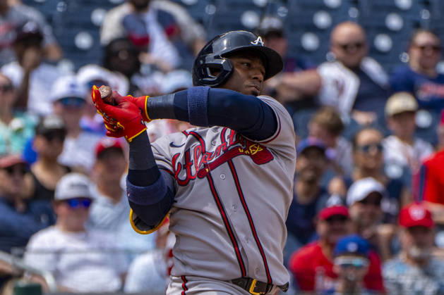 Atlanta Braves center fielder Michael Harris II (23) strikes out swinging in the top of the second inning during a game against the Washington Nationals at Nationals Park in Washington, DC on Wednesday, September 2, 2026. WAP20260902410 BONNIExCASH