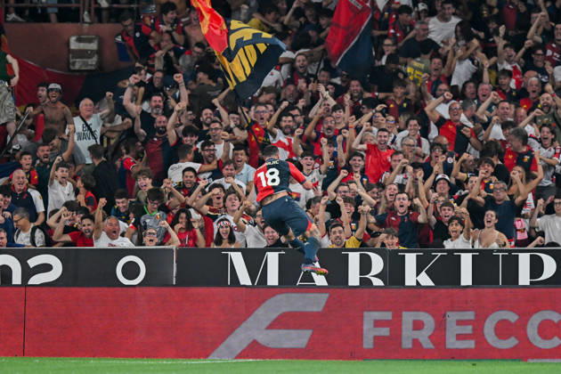 Genoa™s Milutin Osmajic celebrates after scoring a goal for his team during the Serie A soccer match between Genoa and Como at the Luigi Ferraris Stadium in Genoa, Italy - Friday, September 04, 2026. - Soccer . Copyright: xTanoxPecoraro LaPressex