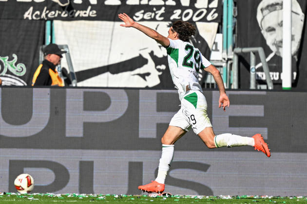 Joe Scally (Moenchengladbach 29) jubelt nach dem Tor zum 3:1 05.09.2026 ¢ Fussball ¢ Borussia Moenchengladbach vs SV Elversberg, Borussia-Park, Moenchengladbach, DFB DFL REGULATIONS PROHIBIT ANY USE OF PHOTOGRAPHS AS IMAGE SEQUENCES AND OR QUASI-VIDEO NRW Germany