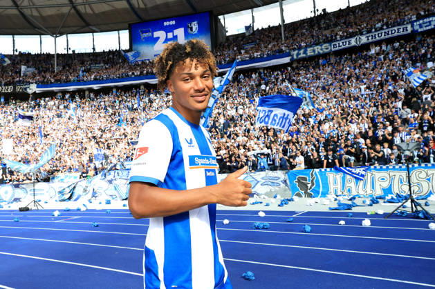 06.09.2026, DEU GER, Fussball , 2.Fussballbundesliga , Spieltag, Saison 2026 2027, Berliner Olympiastadion, Hertha BSC vs. 1.FC Magdeburger Oluwaseum Adewumi ( Hertha BSC Berlin 19 ) 2. Liga: DFB DFL regulations prohibit any use of photographs as image sequences and or quasi-video) Berlin Berliner Olympiastadion Berlin Deutschland Copyright: xNordphotox xEnglerx