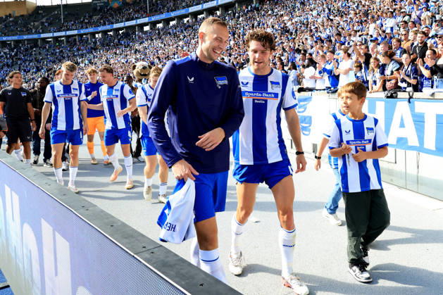 06.09.2026, DEU GER, Fussball , 2.Fussballbundesliga , Spieltag, Saison 2026 2027, Berliner Olympiastadion, Hertha BSC vs. 1.FC Magdeburger Gustaf Nilsson ( Hertha BSC Berlin 9 ), Linus Jasper Gechter ( Hertha BSC Berlin 44 ) 2. Liga: DFB DFL regulations prohibit any use of photographs as image sequences and or quasi-video) Berlin Berliner Olympiastadion Berlin Deutschland Copyright: xNordphotox xEnglerx
