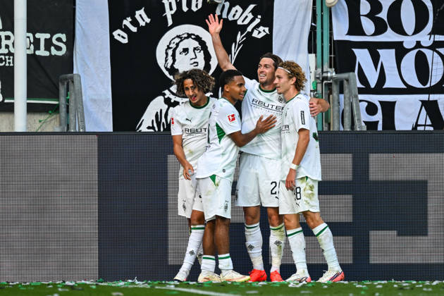 Joe Scally (Moenchengladbach 29) jubelt nach dem Tor zum 3:1 mit der Mannschaft 05.09.2026 ¢ Fussball ¢ Borussia Moenchengladbach vs SV Elversberg, Borussia-Park, Moenchengladbach, DFB DFL REGULATIONS PROHIBIT ANY USE OF PHOTOGRAPHS AS IMAGE SEQUENCES AND OR QUASI-VIDEO NRW Germany